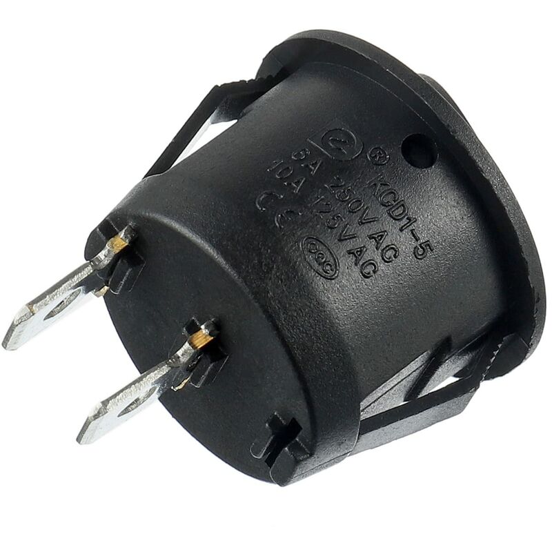 10pcs Black Round Rocker Switches On/Off 2 Pin AC 6A(250V) 10A(125V) SPST Push Button Switch for Car Boat Marine Car Truck Light Household
