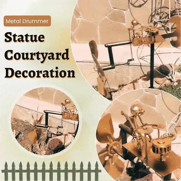 Drummer Weather Vane Garden Decoration, Handmade Metal Percussionist Music Weather Vane Statues Ornaments, Rock Art Wind Spinners Weather Vane for Yard Lawn...