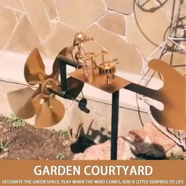 Drummer Weather Vane Garden Decoration, Handmade Metal Percussionist Music Weather Vane Statues Ornaments, Rock Art Wind Spinners Weather Vane for Yard Lawn...