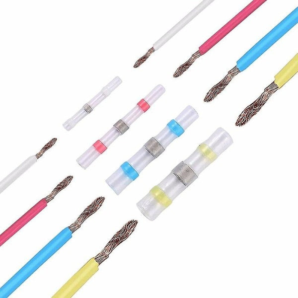 500pcs Electrical Cable Lugs Solder Heat Shrink Tubing, Maidodo Heat Shrink Tubing Solder Butt Joint Insulated Electrical Contacts Waterproof Marine Automotive