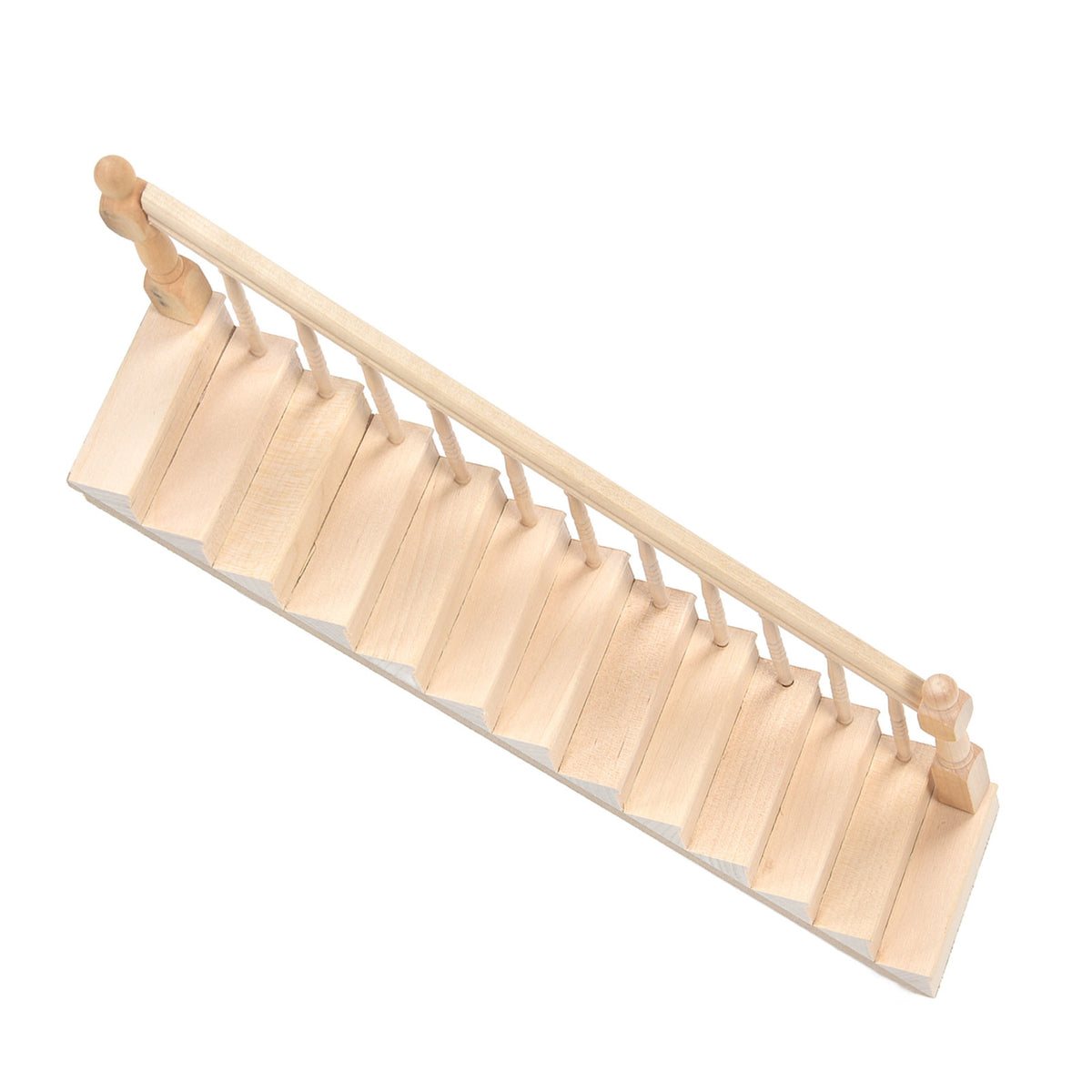 Dollhouse Stairs Smooth Rounded Corners Birch Material DIY Vivid Cute 1/12 Scale Miniature Staircase for Crafts