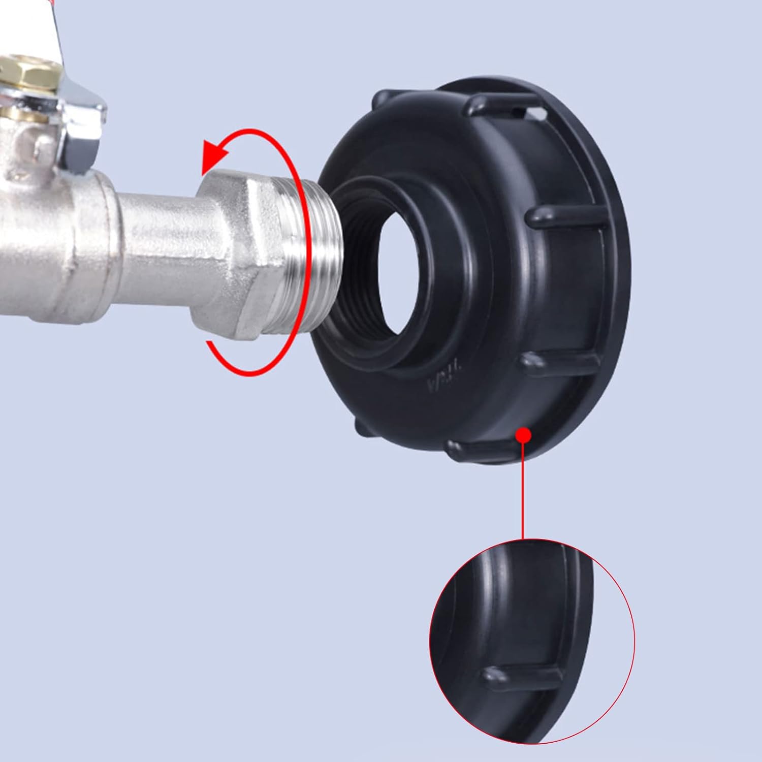 1000L Tank Faucet with Irrigation Hose Adapter, S60X6 IBC Faucet Connector, Rainwater Harvester Garden Faucet (1/2\" Plastic Adapter)