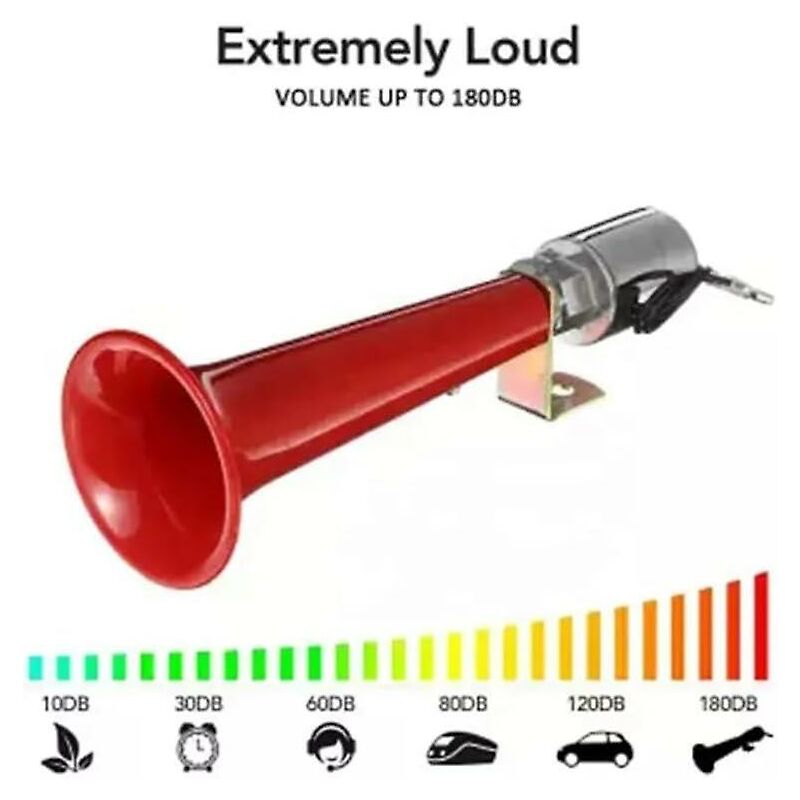 12V 24V Turkish Horn, 180dB Red Universal Truck Horn for SUVs Motorcycles Caravans