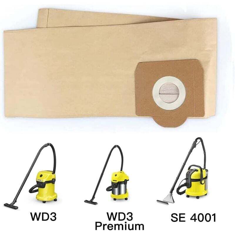 Karcher WD3 Vacuum Cleaner Bags, 5-pack straight vacuum cleaner bags for Karcher WD3, WD 3 Premium, WD3200, WD3500P, A2204, A2204, A2534, SE4001.._MGF