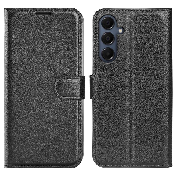 Samsung Galaxy A17 5G Litchi Texture Case with Horizontal Flip and Stand Black_max Black