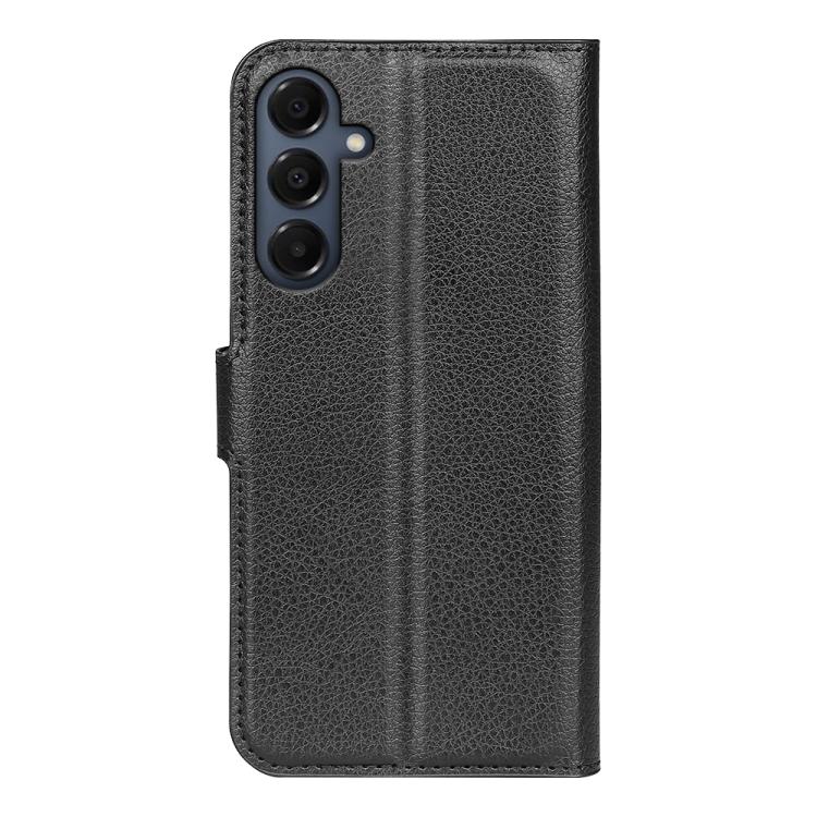 Samsung Galaxy A17 5G Litchi Texture Case with Horizontal Flip and Stand Black_max Black