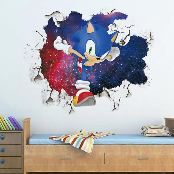 3D Sonic wall sticker children's room graffiti decoration 3D Brok