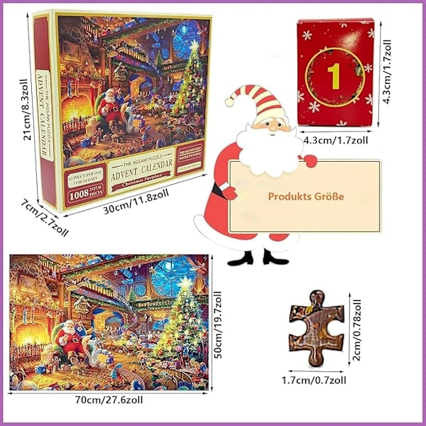 Puzzle Advent Calendar 2024 - Christmas Puzzle with 1008 Pieces Multicolored