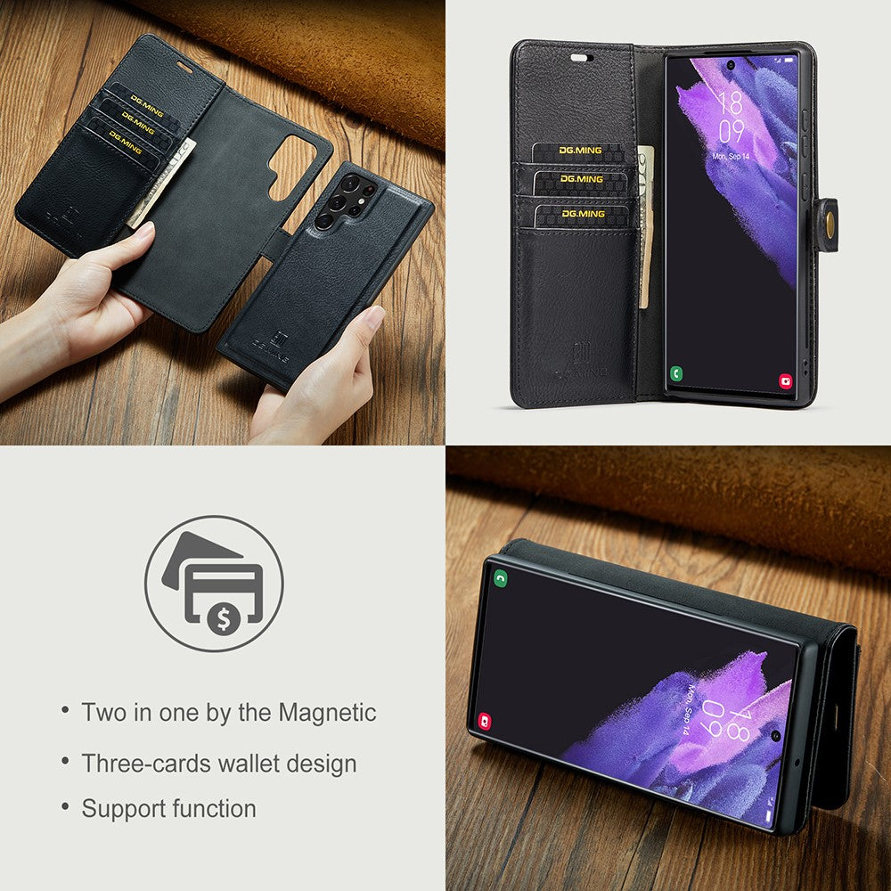 DG.MING 2-in-1 Magnetic Wallet Samsung Galaxy S22 Ultra Black_max