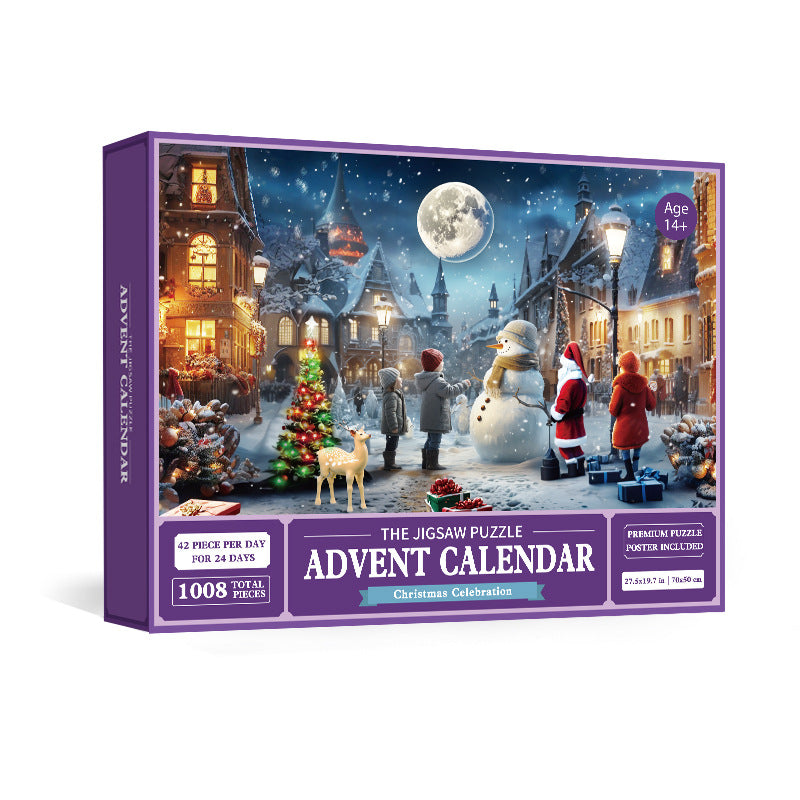 Puzzle Advent Calendar 2025, 1008 Puzzle Pieces 25 Days Christmas Countdown Advent Calendars 2