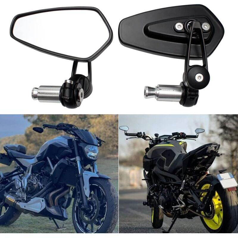 2pcs Motorcycle Handlebar Rearview Mirrors Motorcycle Rearview Mirrors for XJ6 MT01 MT03 MT07 MT09 (Black)