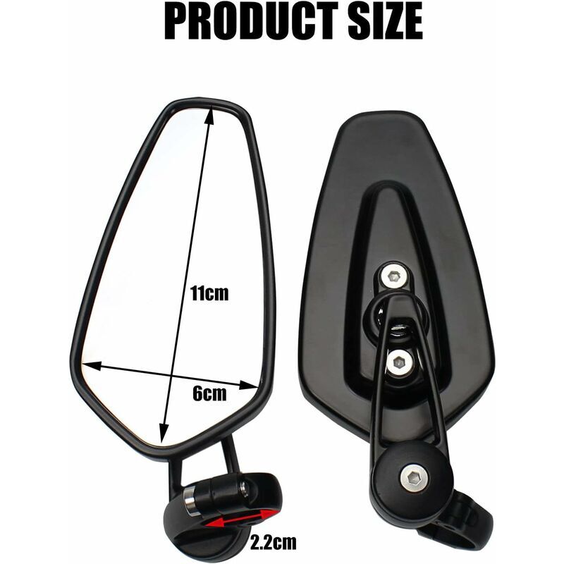 2pcs Motorcycle Handlebar Rearview Mirrors Motorcycle Rearview Mirrors for XJ6 MT01 MT03 MT07 MT09 (Black)