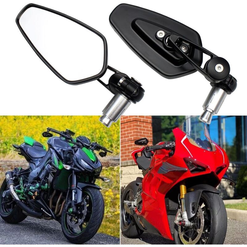 2pcs Motorcycle Handlebar Rearview Mirrors Motorcycle Rearview Mirrors for XJ6 MT01 MT03 MT07 MT09 (Black)