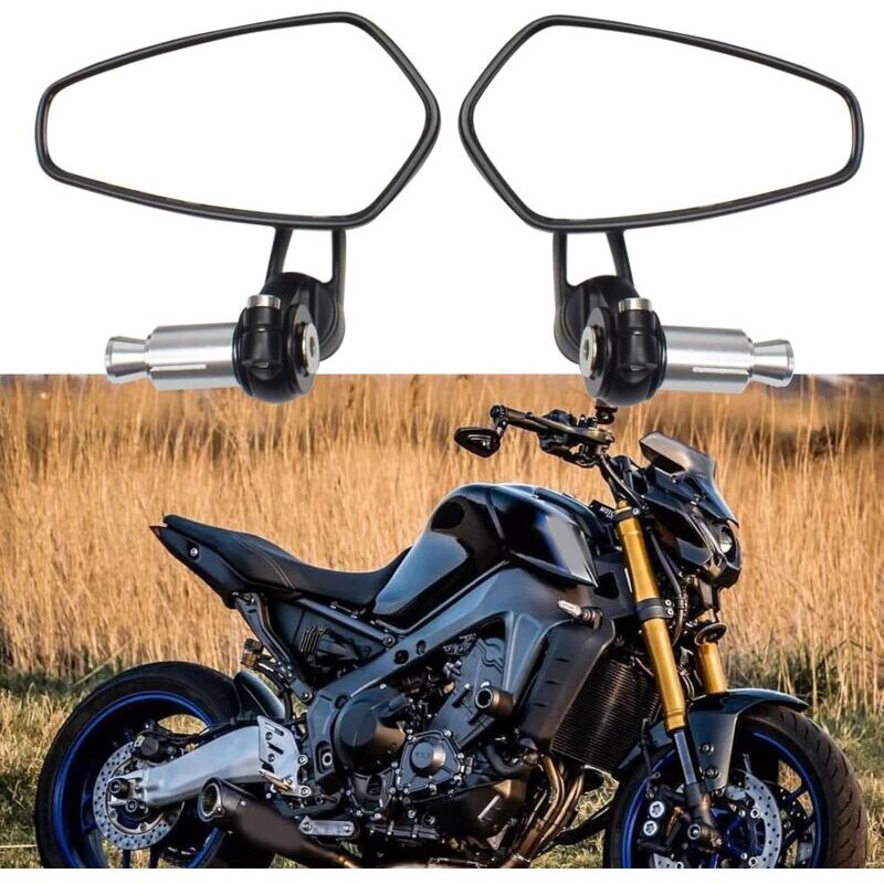 2pcs Motorcycle Handlebar Rearview Mirrors Motorcycle Rearview Mirrors for XJ6 MT01 MT03 MT07 MT09 (Black)