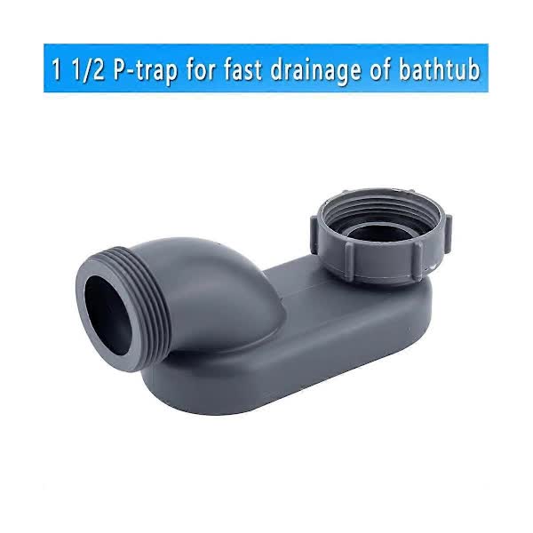 Low Profile 1 1/2 P-Trap Flexible Bathtub Shower Drain Pipe Flat P-Trap Freestanding Bathtub Drain For Bath Tub Drain Gray