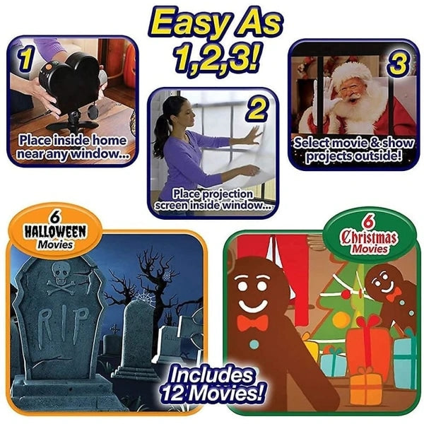 Christmas and Halloween Hologram Projector Window Projector LED