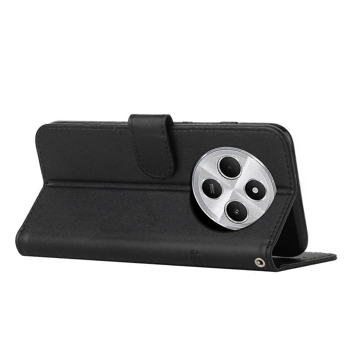 Stitched Calfskin Case for Redmi 14C 4G (FMY) Black_yux Black