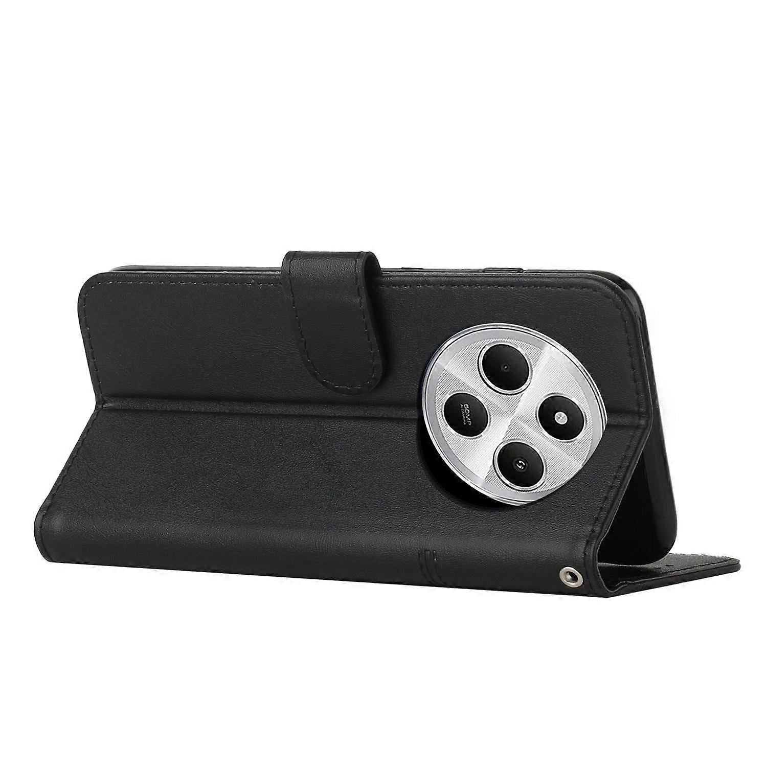 Stitched Calfskin Case for Redmi 14C 4G (FMY) Black_yux Black