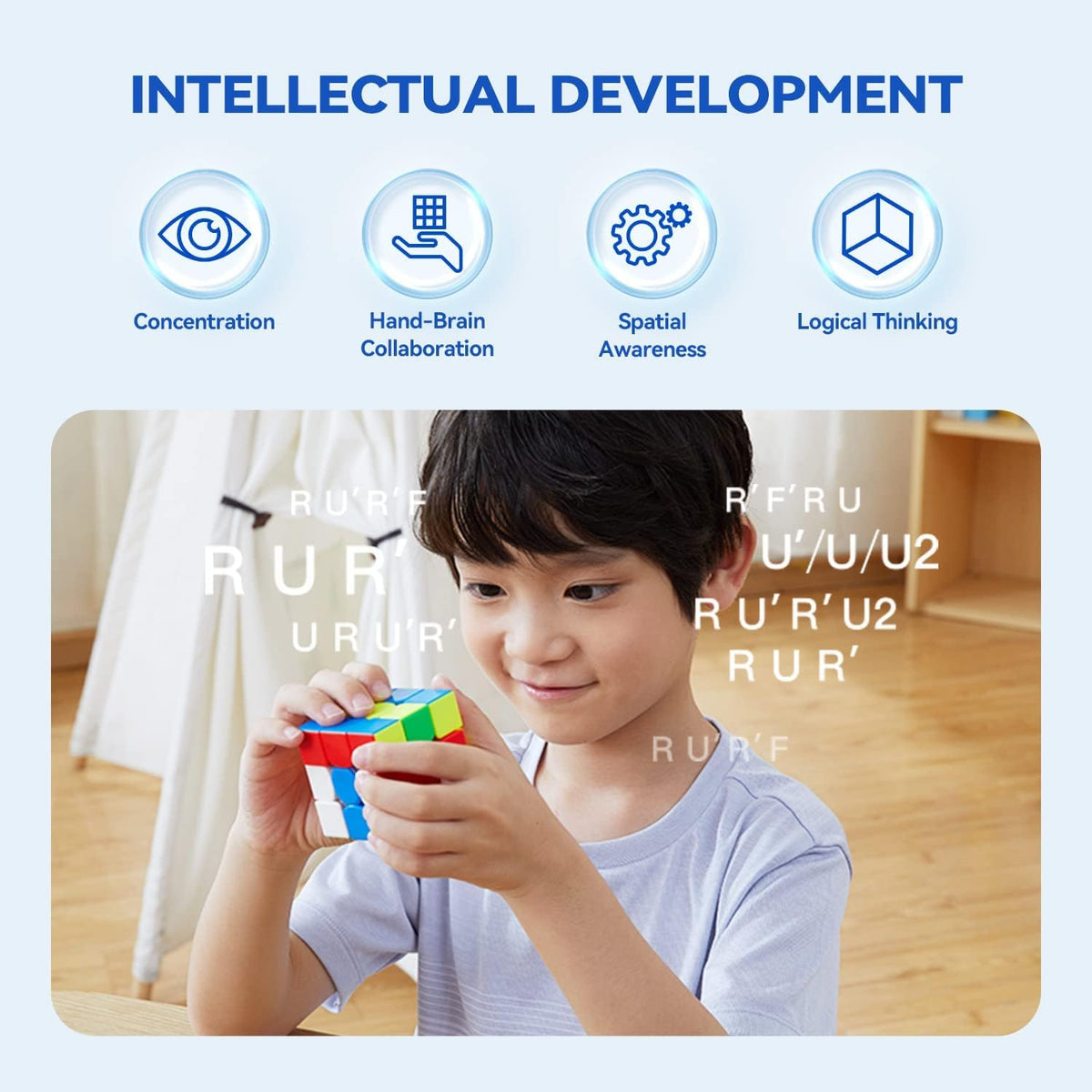 Monster Go 356 EDU Magnetic Speed Cube 3x3 Stickerless Magic Cube, Professional Magnetic Cube with 48 Magnets, Puzzle Suitable for Both Adults and Children