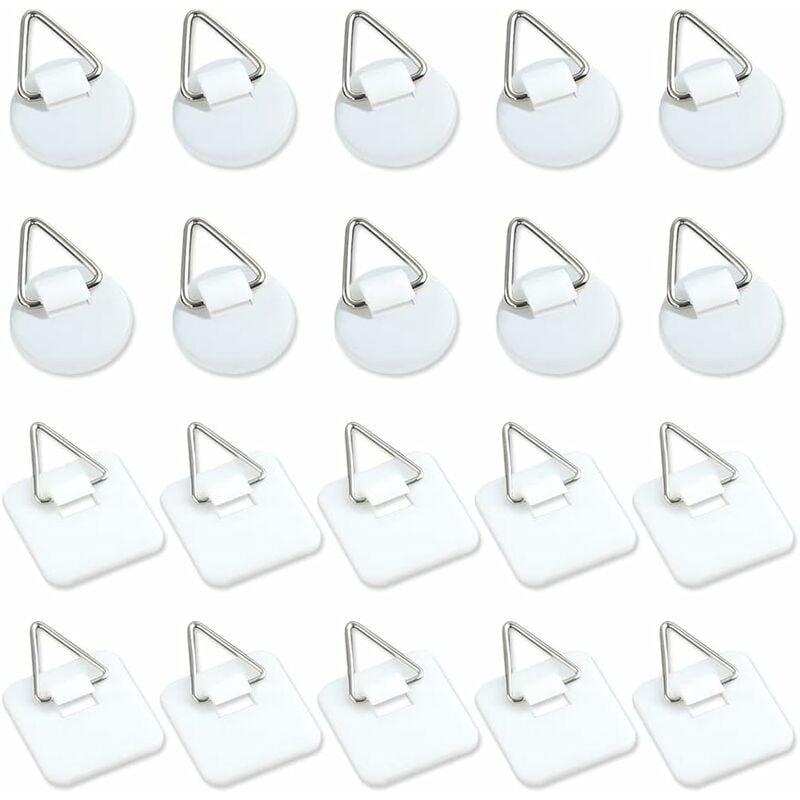 50-Pack 1\" Invisible Adhesive Hangers, Self-Adhesive Vertical Wall Plaque Hangers, Wall Plaques for Plates, Pictures, Decorative Art (White)