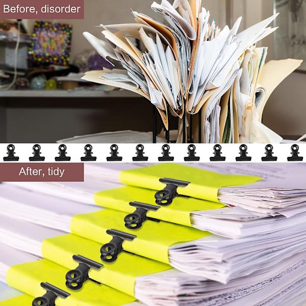 50 Pieces Hinged Metal Clips Strong Spring Black Bulldog Clip 22mm Metal Clips Small Paper Clip for Files Food Bags Photo
