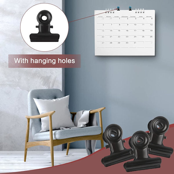 50 Pieces Hinged Metal Clips Strong Spring Black Bulldog Clip 22mm Metal Clips Small Paper Clip for Files Food Bags Photo