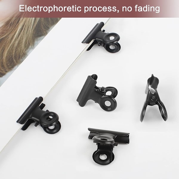 50 Pieces Hinged Metal Clips Strong Spring Black Bulldog Clip 22mm Metal Clips Small Paper Clip for Files Food Bags Photo