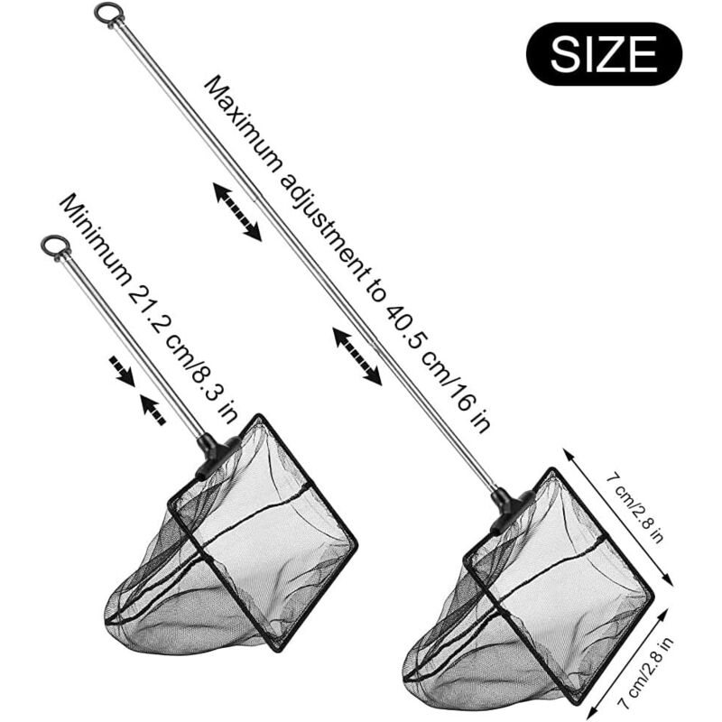 Adjustable Telescopic Fishing Net for Aquarium, Extendable Handle Fishing Landing Net, Mini Foldable Net for Aquarium, 1 Pack