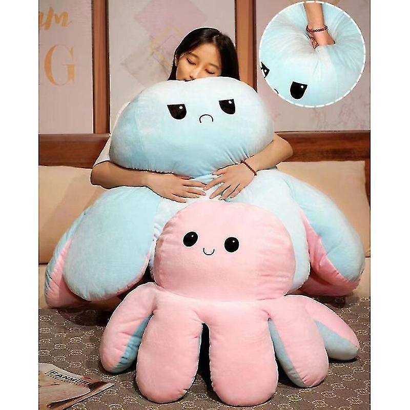 Double-sided blue octopus plush toy, large plush octopus pillow toy blue - Perfect Blue 90cm-max Blue 90cm