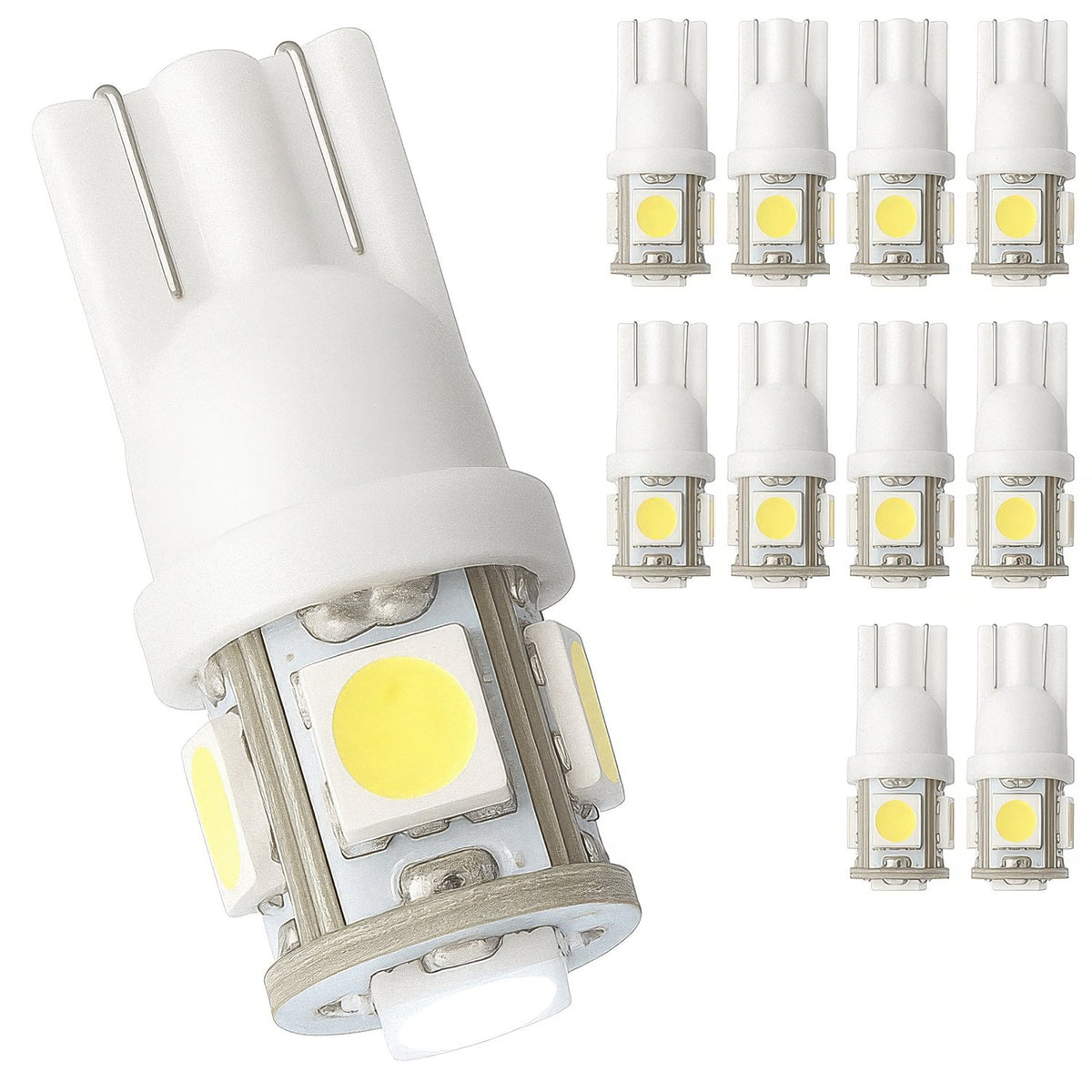10-pack - T10 W5W White Diode Bulbs LED Bulbs White White