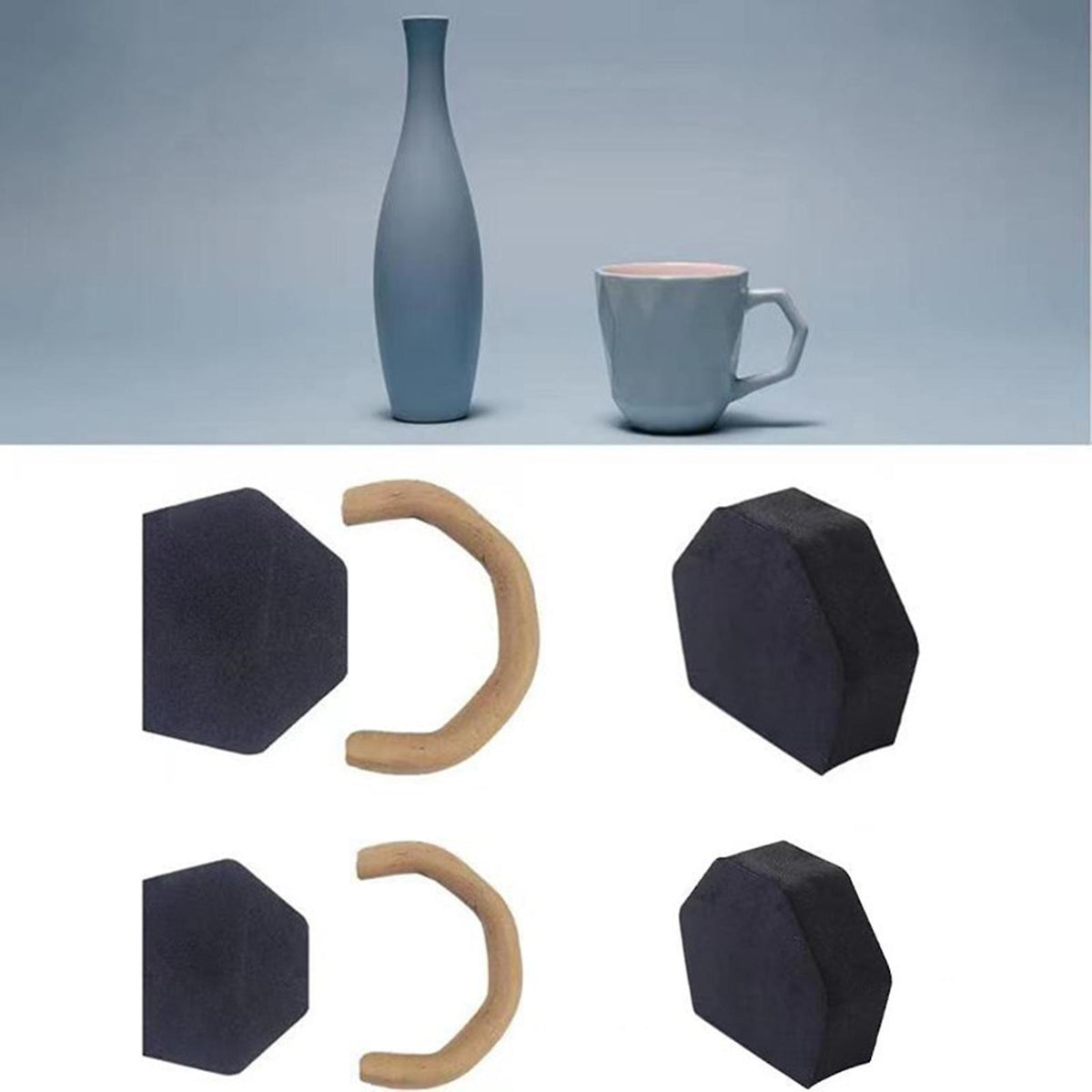 12pcs Ceramic Mug Handle Molds, Easy to Shape Mug Handles, Tools for Making Mug Handles, Stencil_MGF