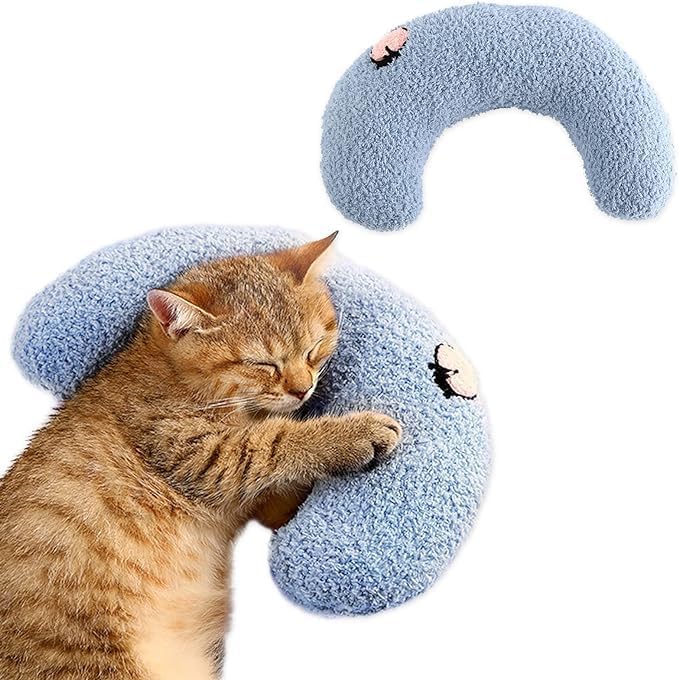 Cat Pillow, Soft Pet Toy, Soothing Cat Pillow for Dogs with Anxiety, U-Shaped Pillow, Dog Bed for Better Sleep and Comfort, Cat Plush Toy