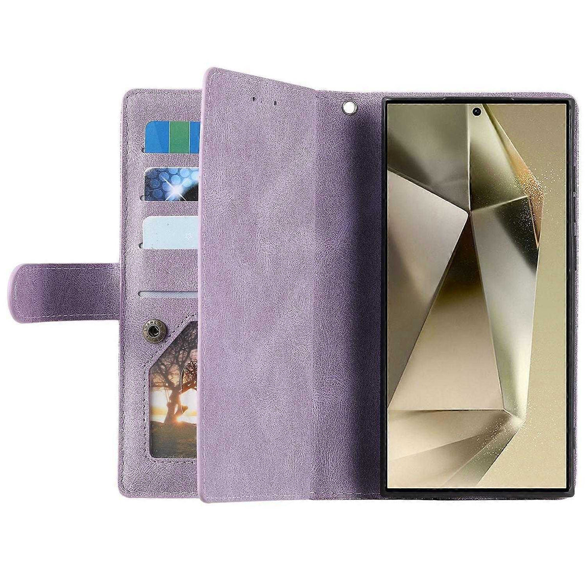 Samsung Galaxy S25 Ultra Mobile Case PU Leather Phone Cover with Zipper Wallet 9 Card Slots - Perfect Style F Style F