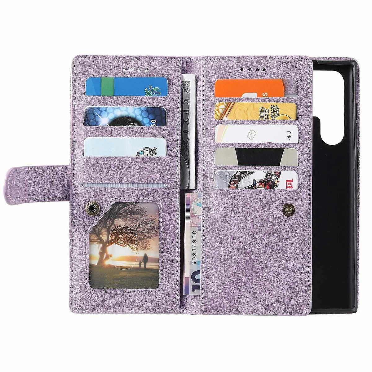 Samsung Galaxy S25 Ultra Mobile Case PU Leather Phone Cover with Zipper Wallet 9 Card Slots - Perfect Style F Style F