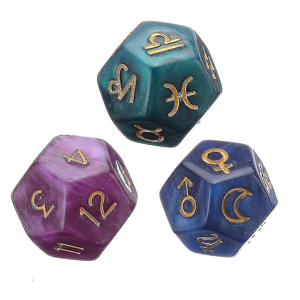 3pcs 12-sided resin tweezers astrology tarot constellation divination dice