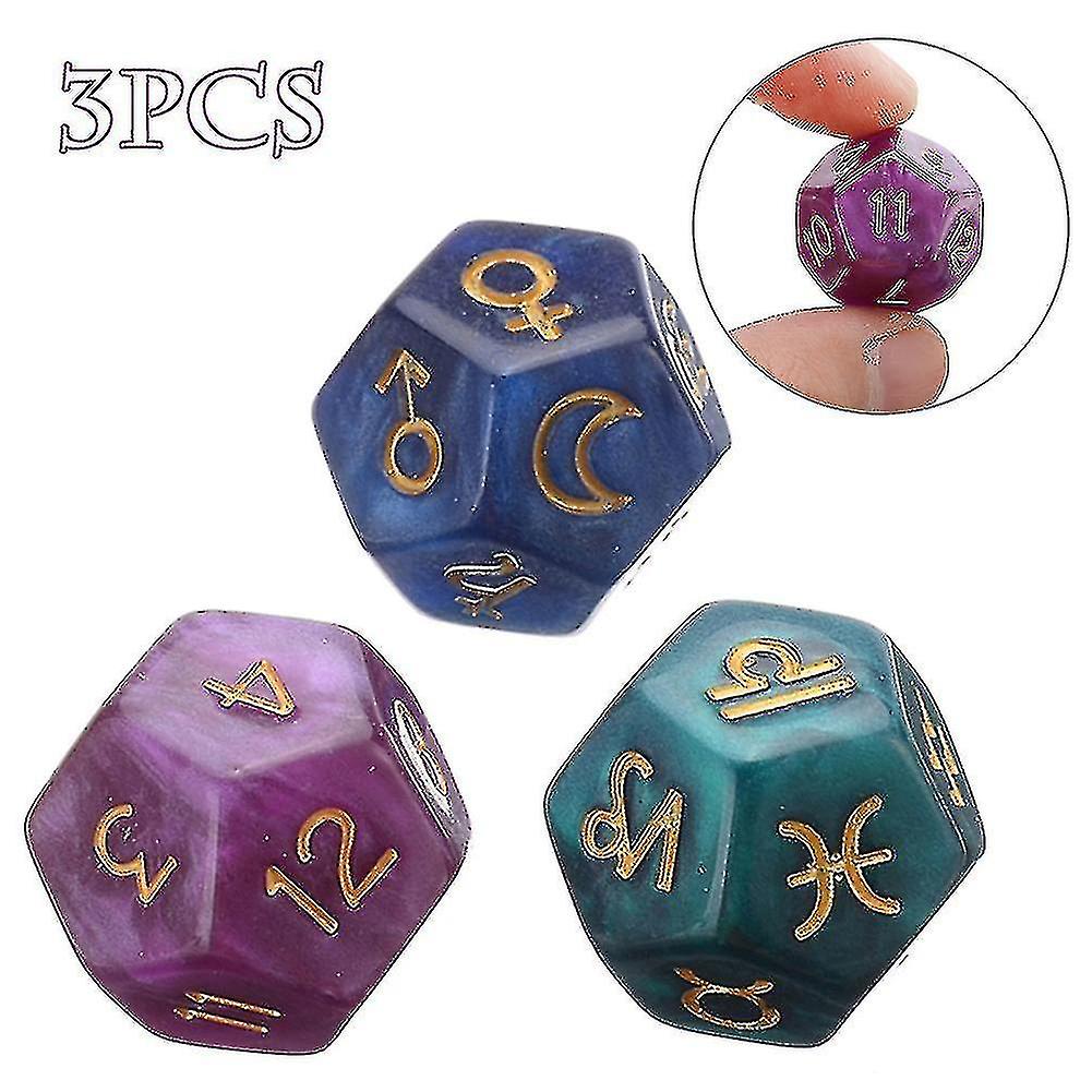 3pcs 12-sided resin tweezers astrology tarot constellation divination dice