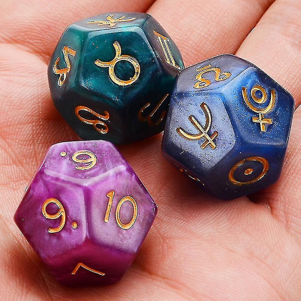 3pcs 12-sided resin tweezers astrology tarot constellation divination dice