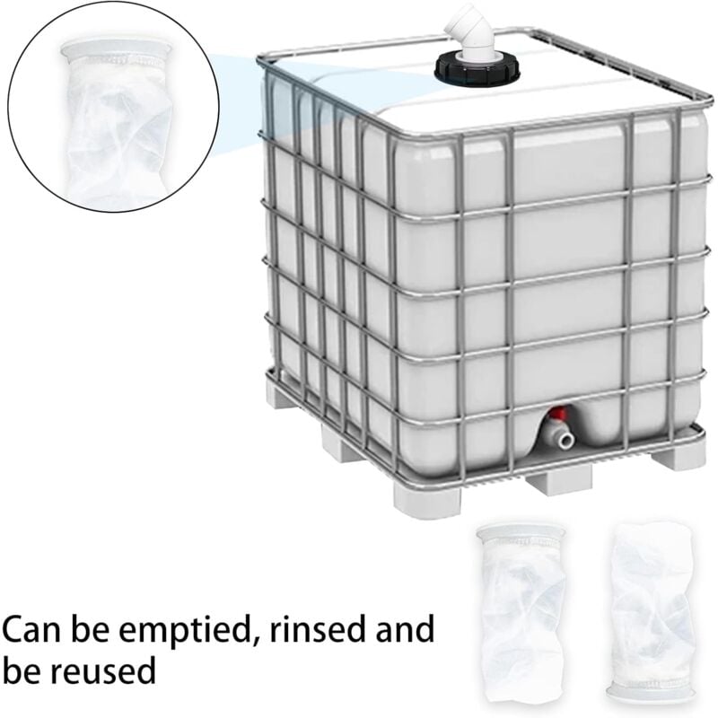 45° IBC Water Filter with Lid, 163mm Nylon Rainwater Filter, Washable, Compatible with IBC Water Tank DN 150