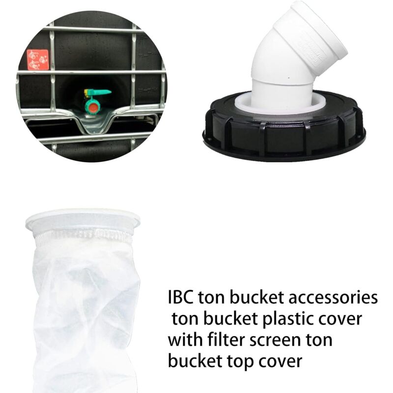 45° IBC Water Filter with Lid, 163mm Nylon Rainwater Filter, Washable, Compatible with IBC Water Tank DN 150