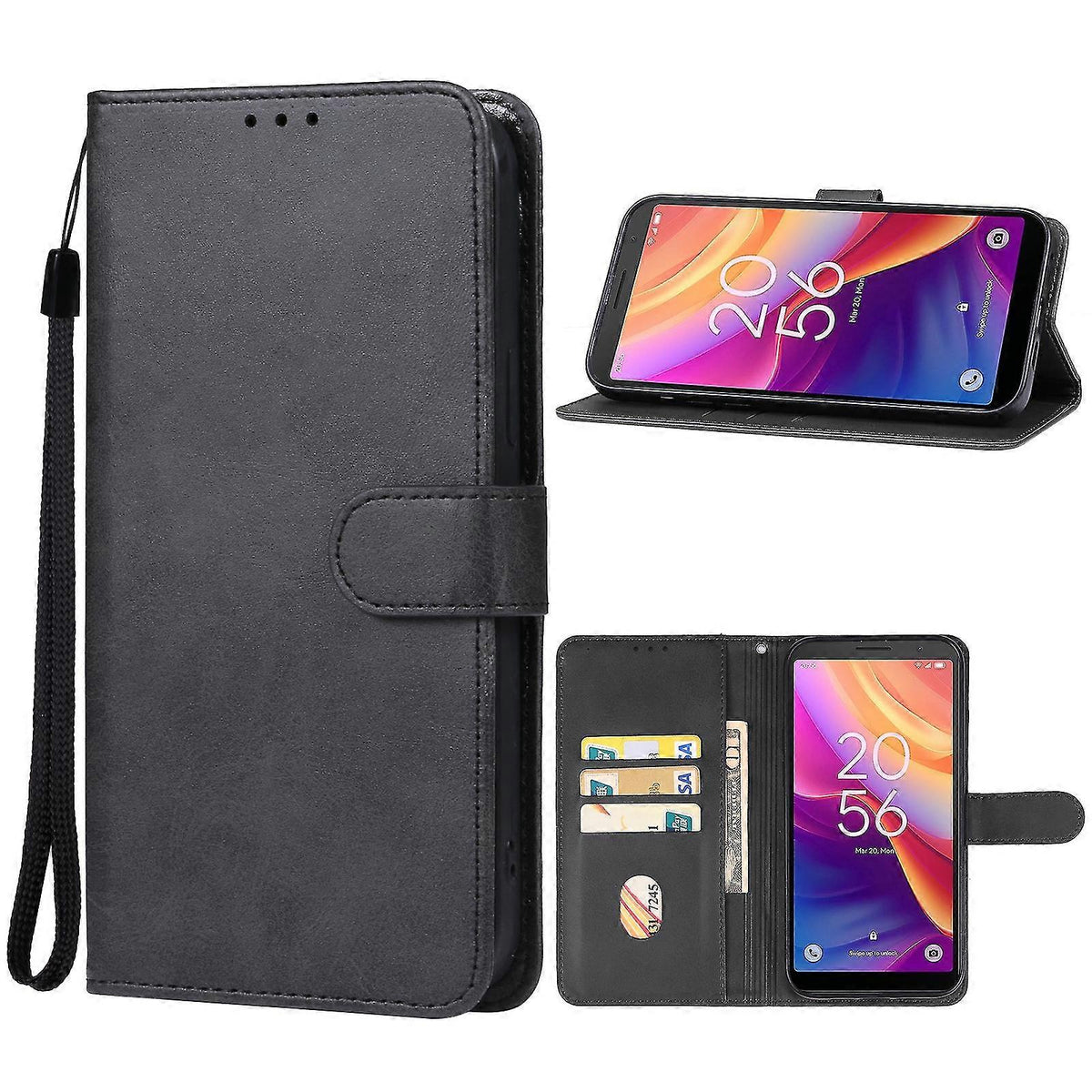 Leather Case for TCL 501 Black