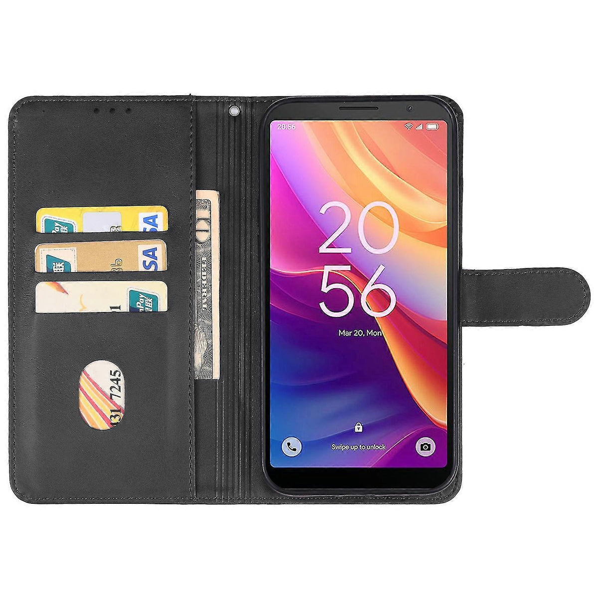 Leather Case for TCL 501 Black