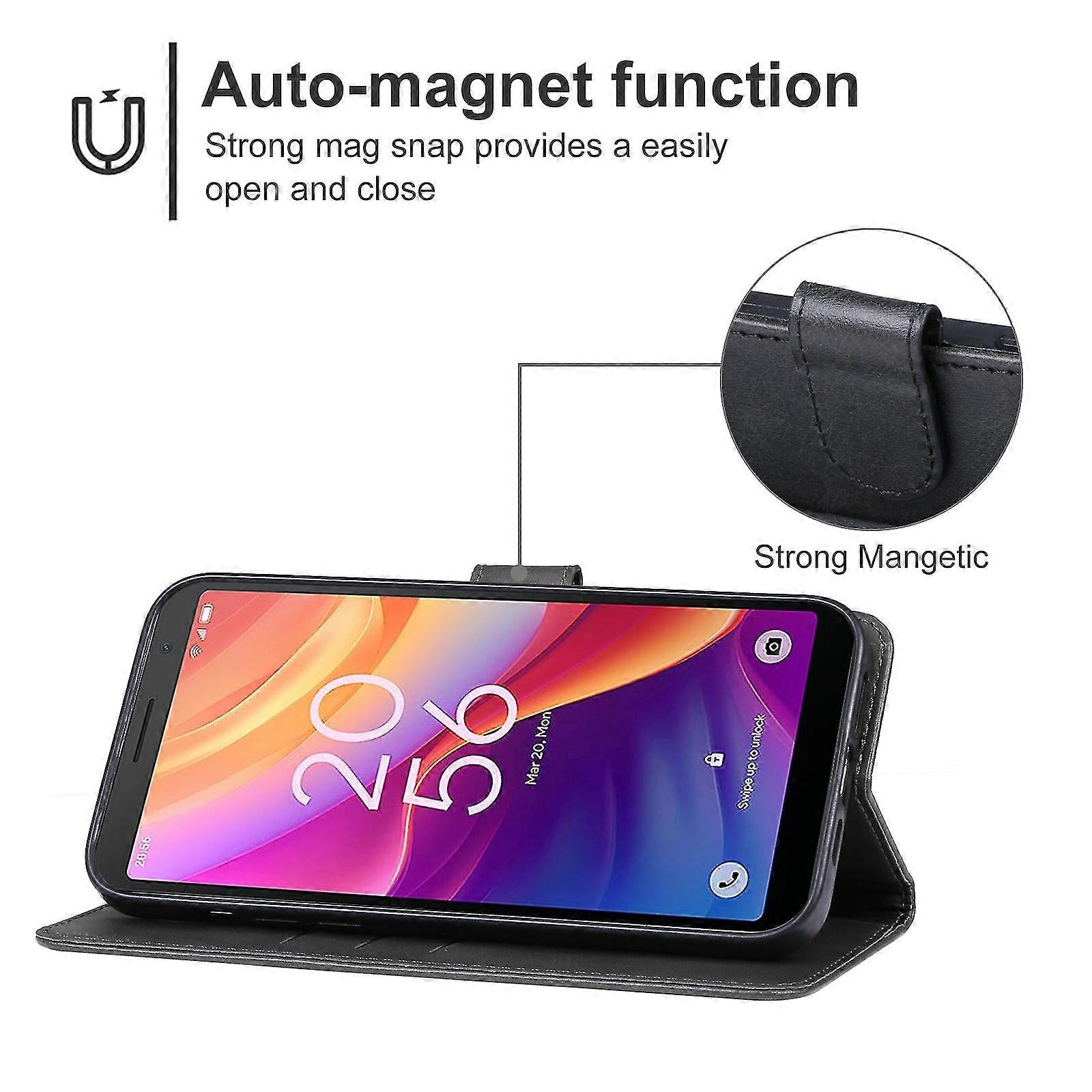 Leather Case for TCL 501 Black