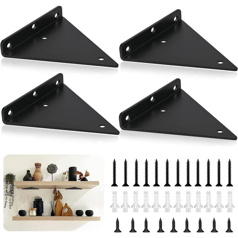 Package Triangle Shelf Brackets, 14cm Iron Floating Shelf Brackets, Metal Wall Mounted Shelf Brackets for DIY Open Shelf Ikodm
