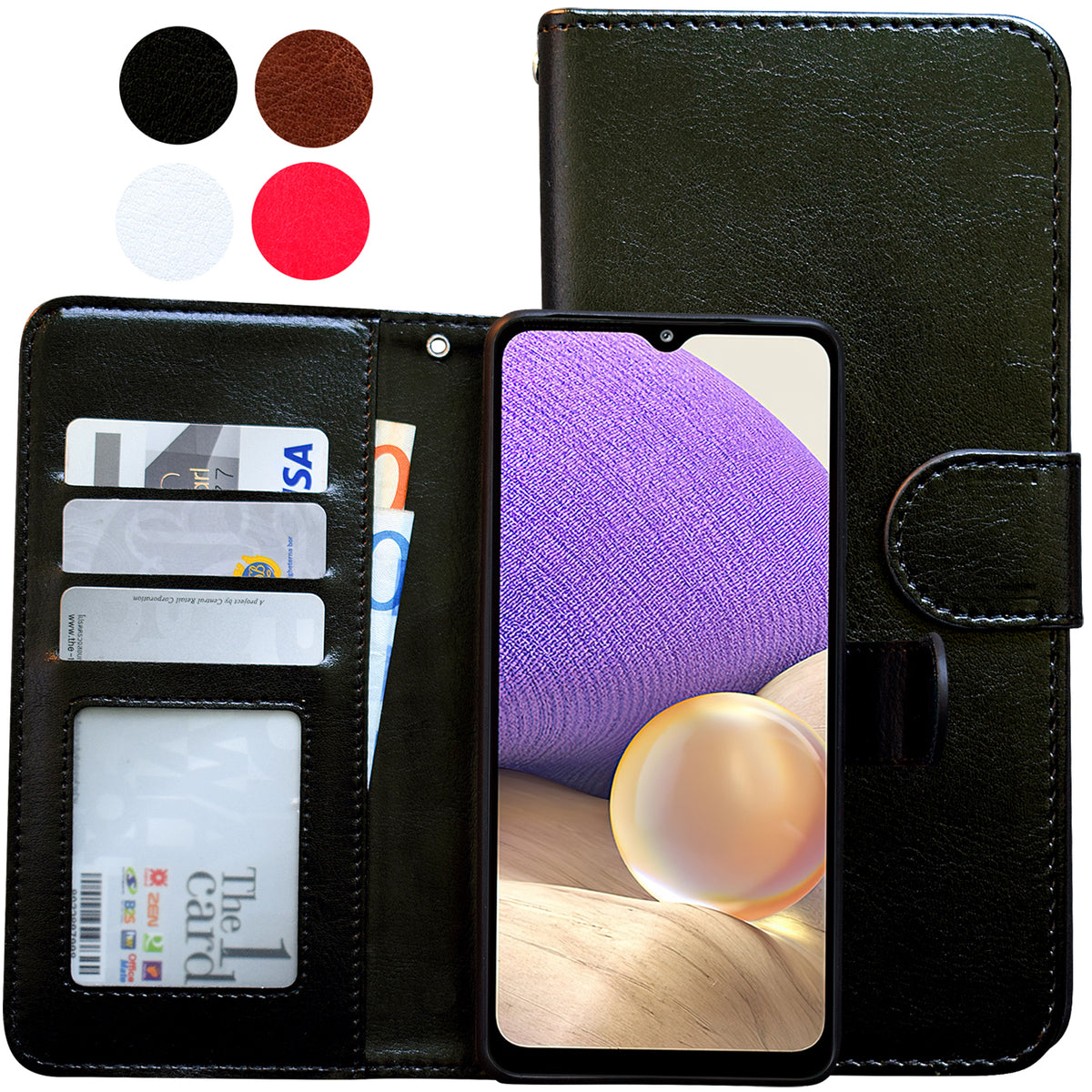 Samsung Galaxy A32 5G - Leather Case / Protection Black_max Black