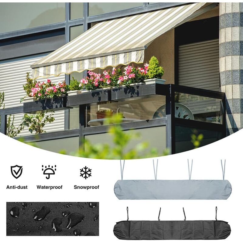 Awning Dust Cover, 3m Patio Awning Dust Cover Black Patio Awning Storage Cover, Waterproof Winter Protection, AAFGVC