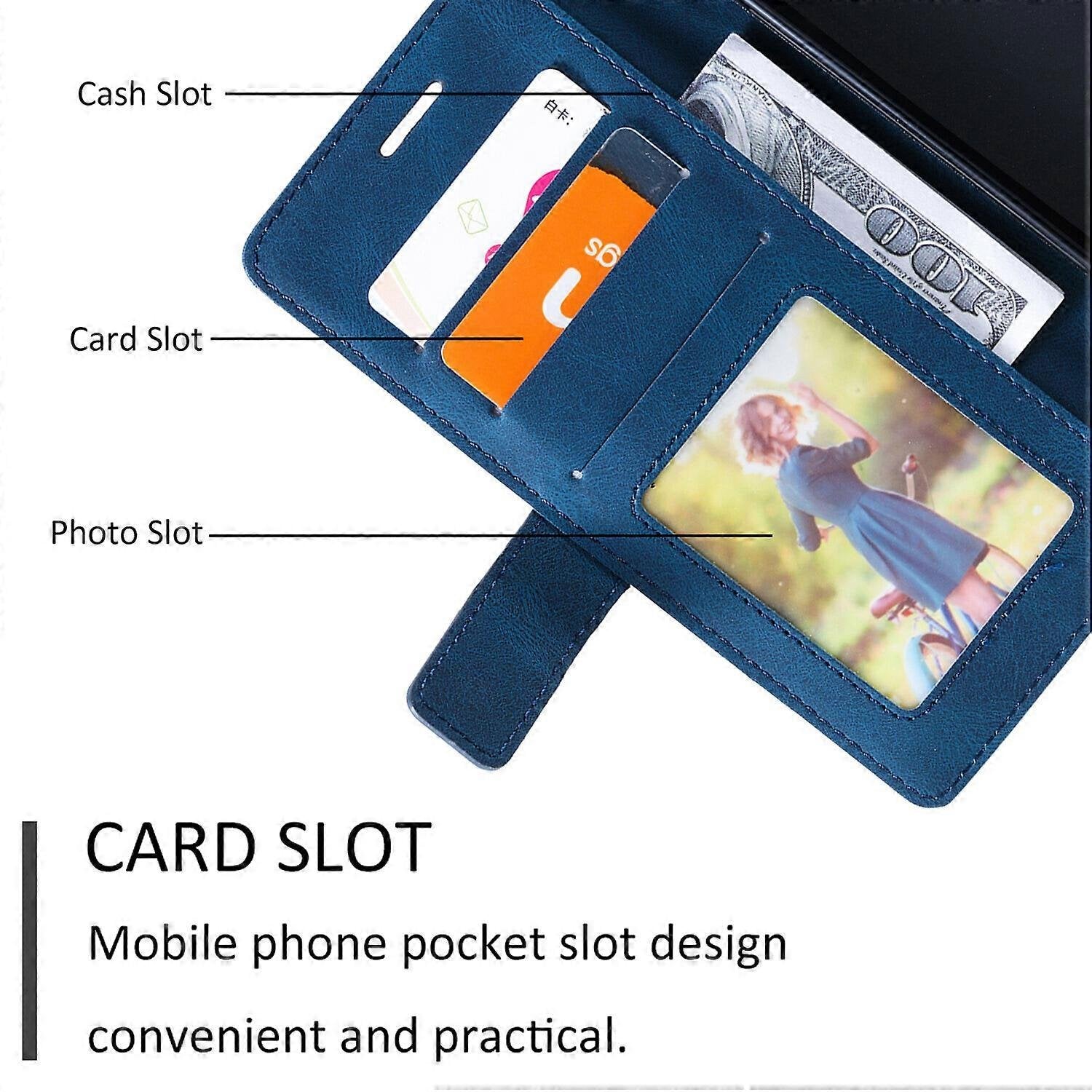 Case Compatible with iPhone 11 Leather Magnetic Folio Case with Card Holder Compatible with iPhone 11- Perfect Blue-max Blue