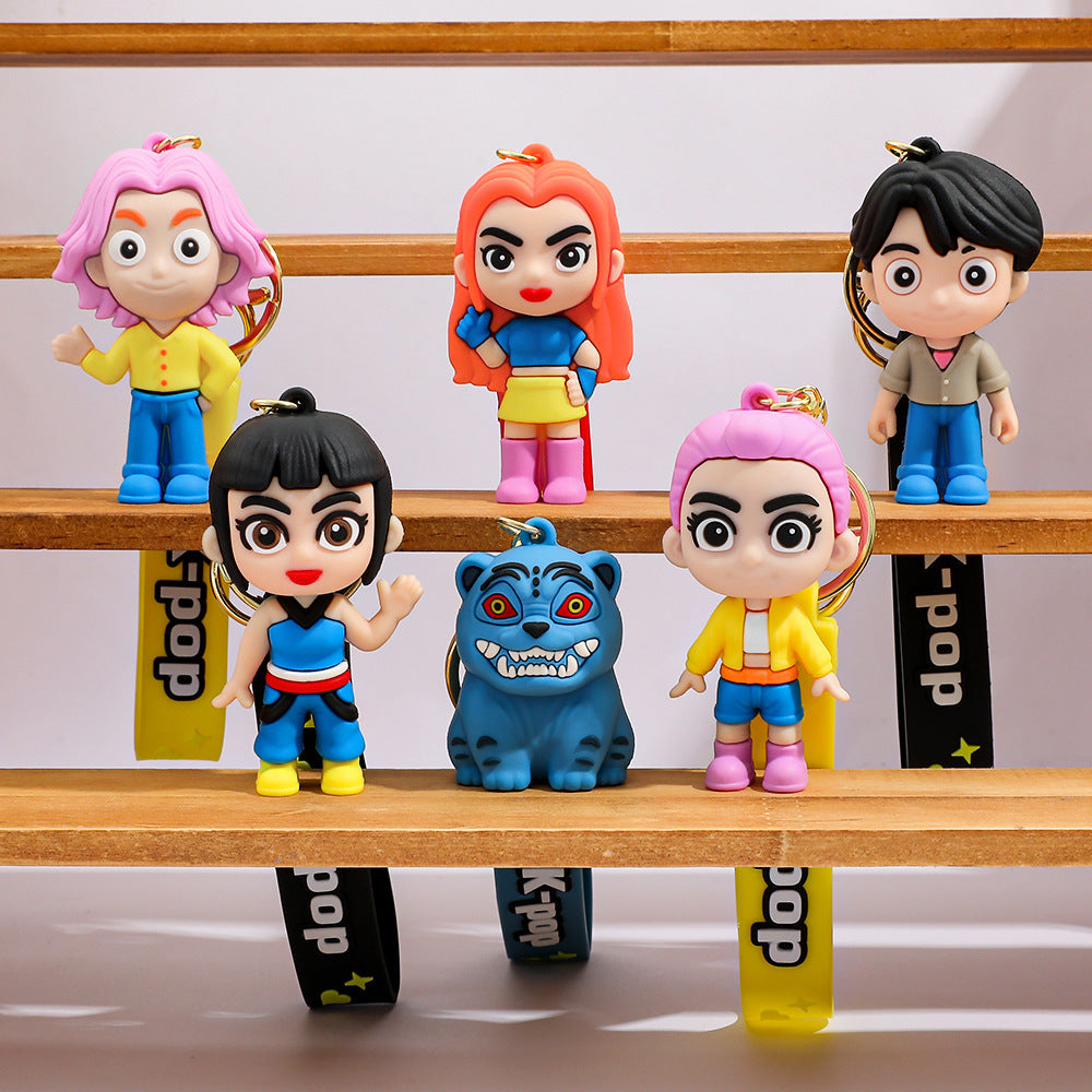 K-POP Demon Hunter Keychain Pendant Silicone Doll 3