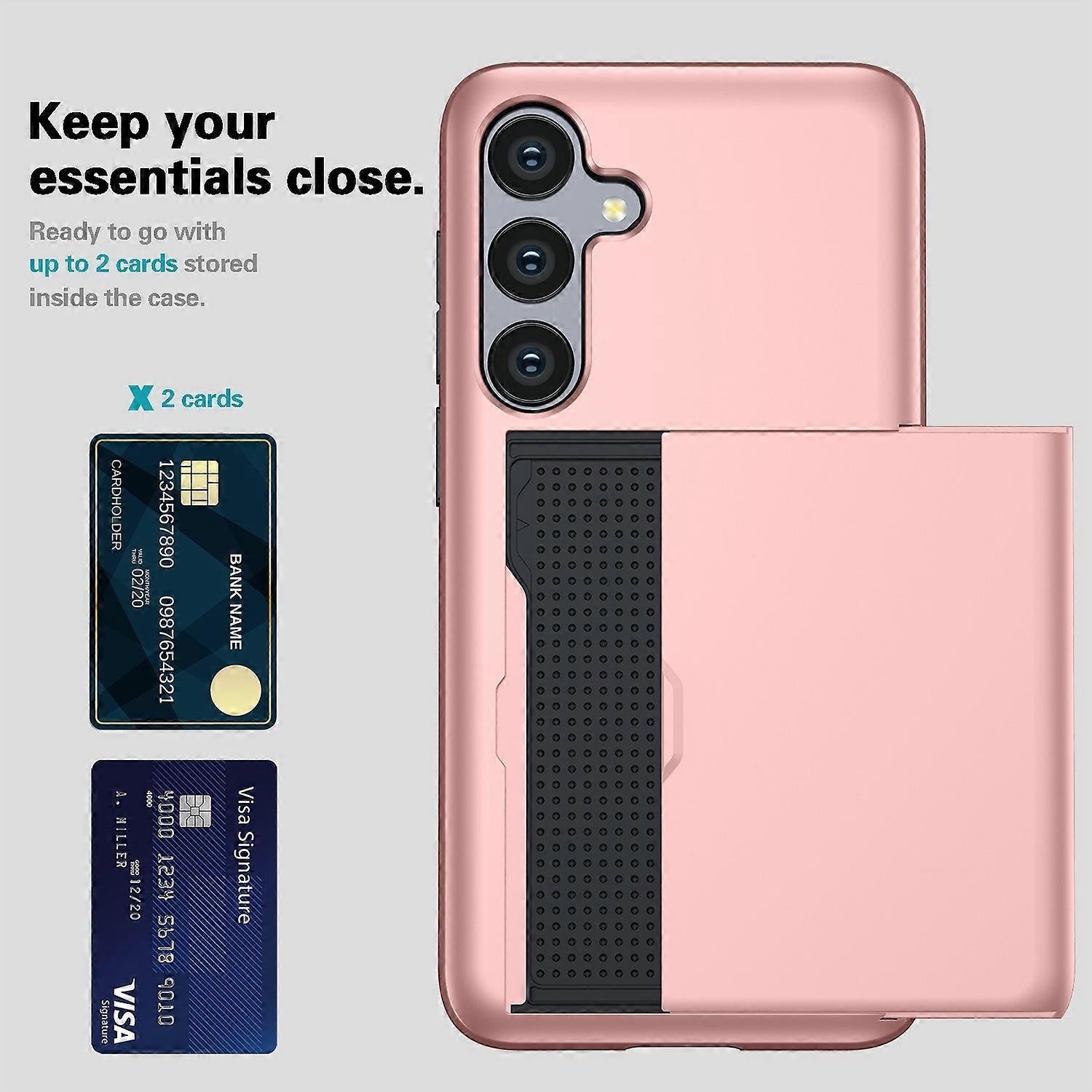 Hot Compatible with Samsung Galaxy A16 5G/4G Case with Card Holder TPU+PC Back Rose Gold