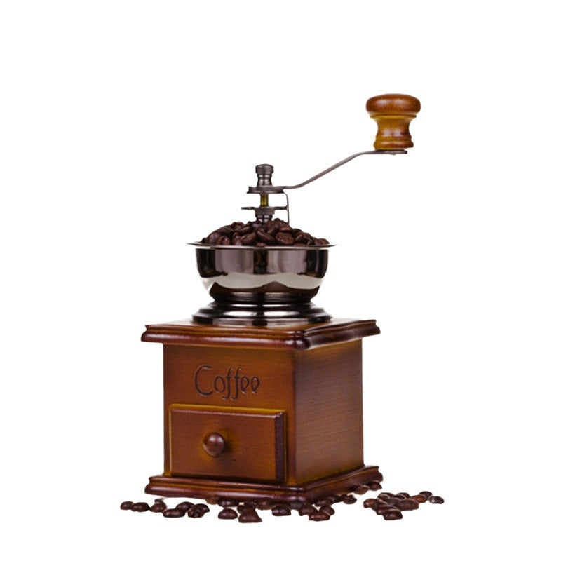 Wooden Coffee Grinder Vintage Antique Ceramic Hand Cranked Coffee Grinder with Retro Style Wooden Coffee Grinder-tfrf