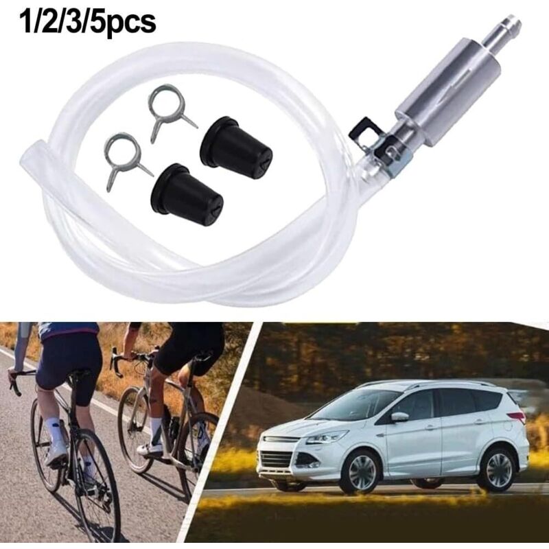 Professional Brake Bleed Tool Set with Check Valve and Metal Hose Clamps for Vehicle Hydraulic Brake System Service Kit Silver